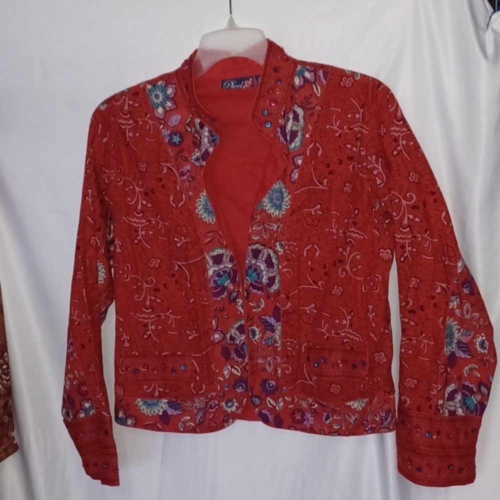 Vintage Phool India Cotton sequin paisley crop jacket boho size large